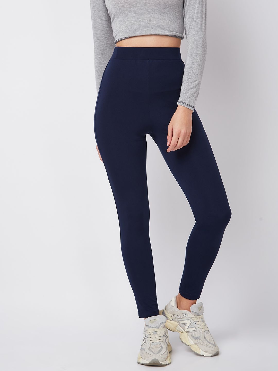 

HERE&NOW Women High-Rise Dry Fit Tights, Navy blue