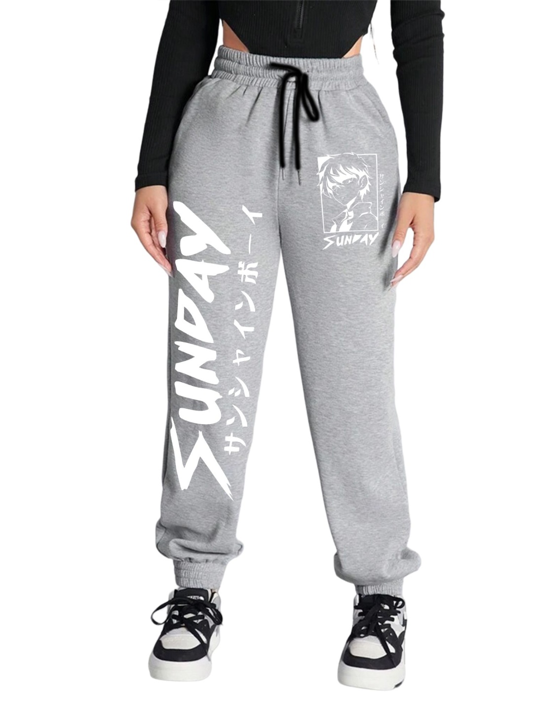 

TABADTOD Women Printed Relaxed Joggers Trousers, Grey