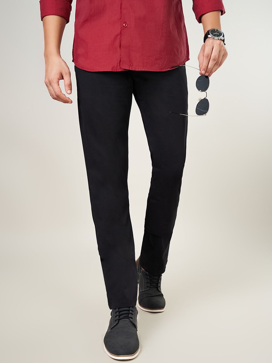 

Peregrine by Pantaloons Men Slim Fit Trousers, Black