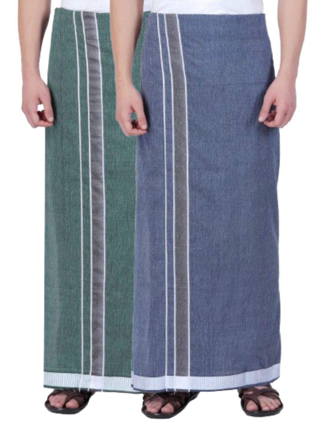 

Ethazh MenPack of 2Cotton Dhotis, Green