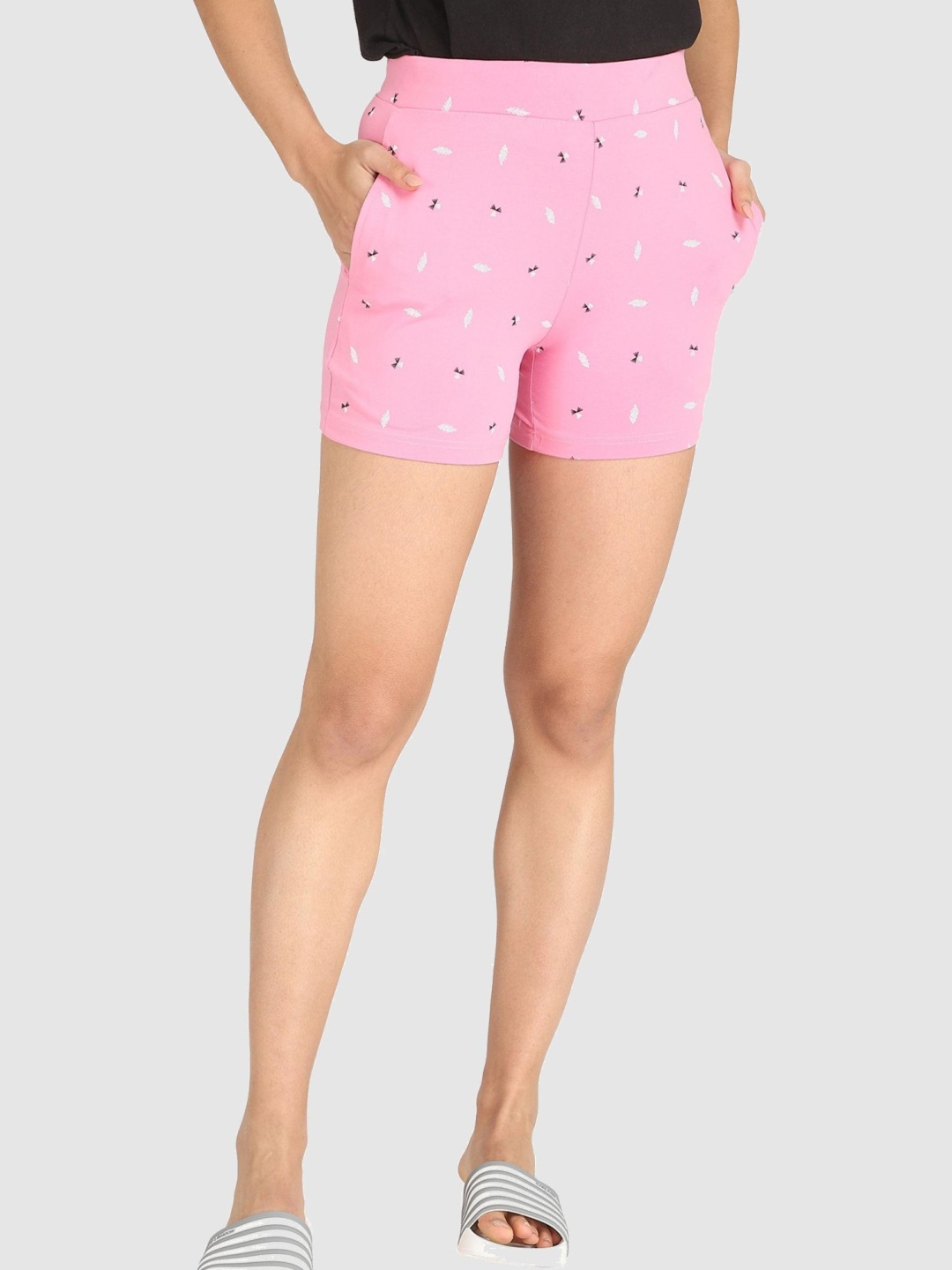 

PROTEENS Women Printed Cotton Mid-Rise Shorts, Pink