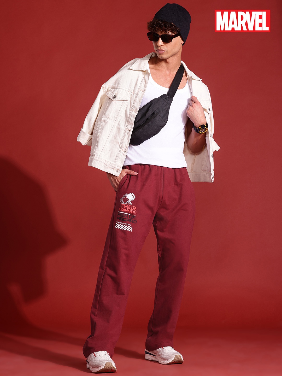 

MARVEL STREET Cyber Punk Men Pure Cotton Relaxed Fit Track Pants, Maroon