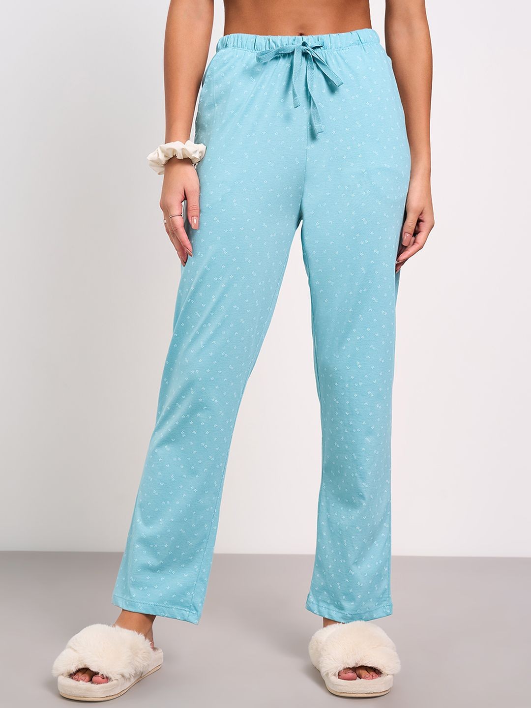 

Dreamz by Pantaloons Women Printed Straight-Leg Lounge Pants, Blue