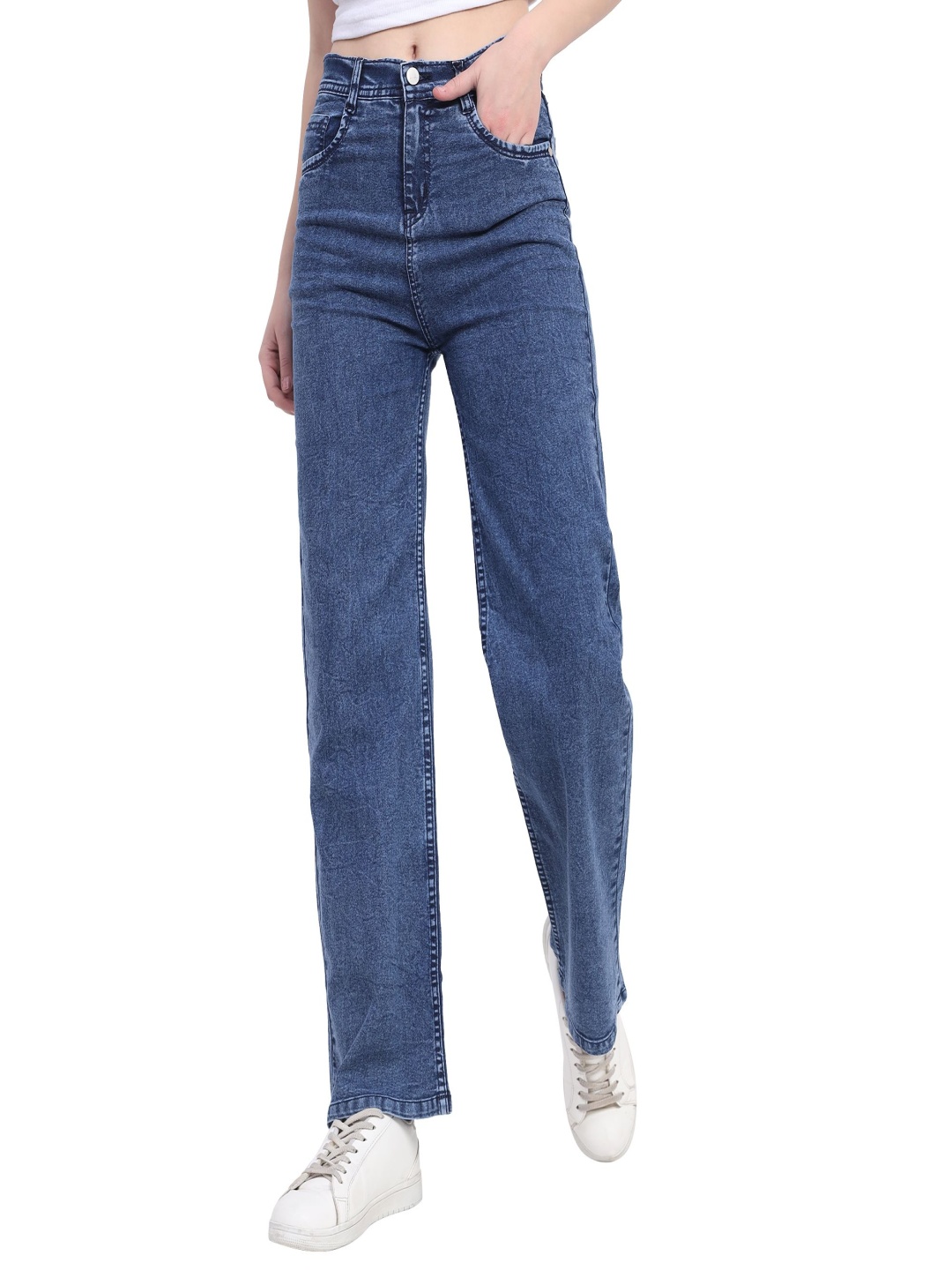 

AC CREATION Women Jean Straight Fit High-Rise Jeans, Blue