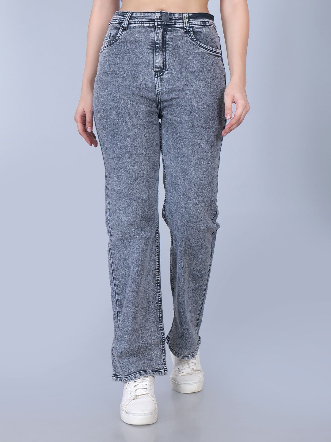 

ZXN CLOTHING Women Comfort Highly Distressed Heavy Fade Jeans, Grey