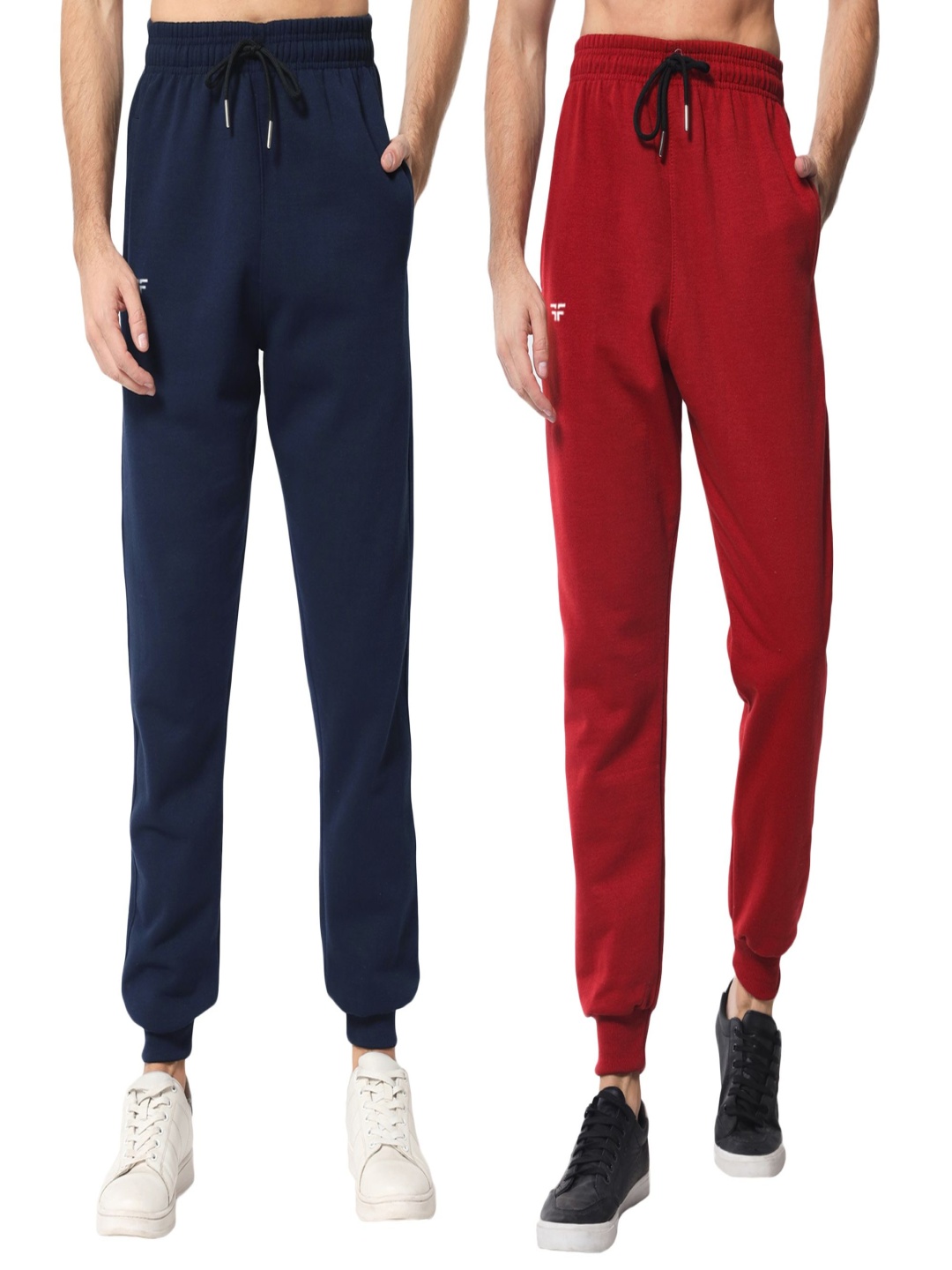 

FFLIRTYGO Men Pack Of 2 Mid-Rise Joggers, Navy blue
