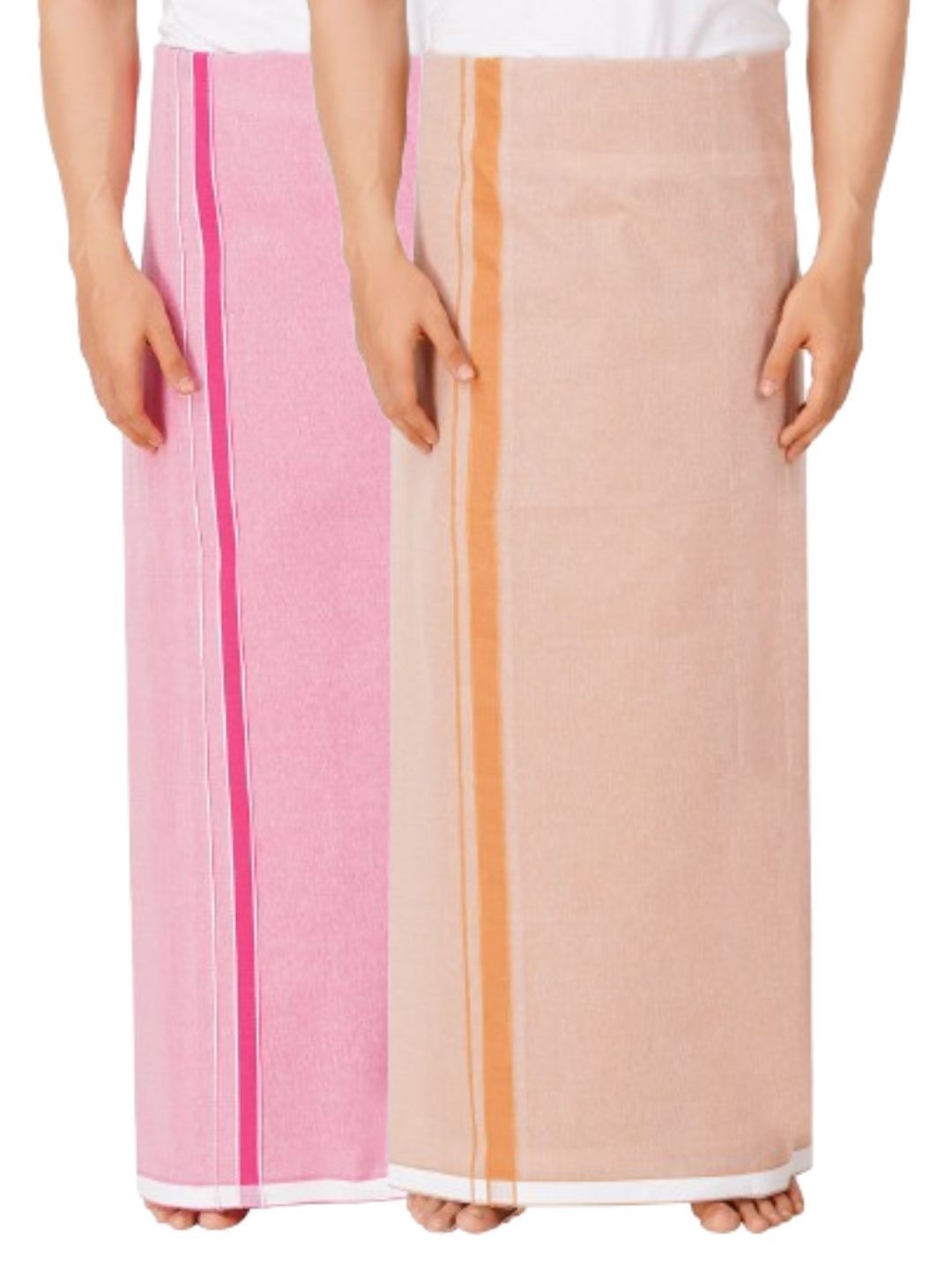 

Ethazh Men Pack of 2 Dhotis, Pink