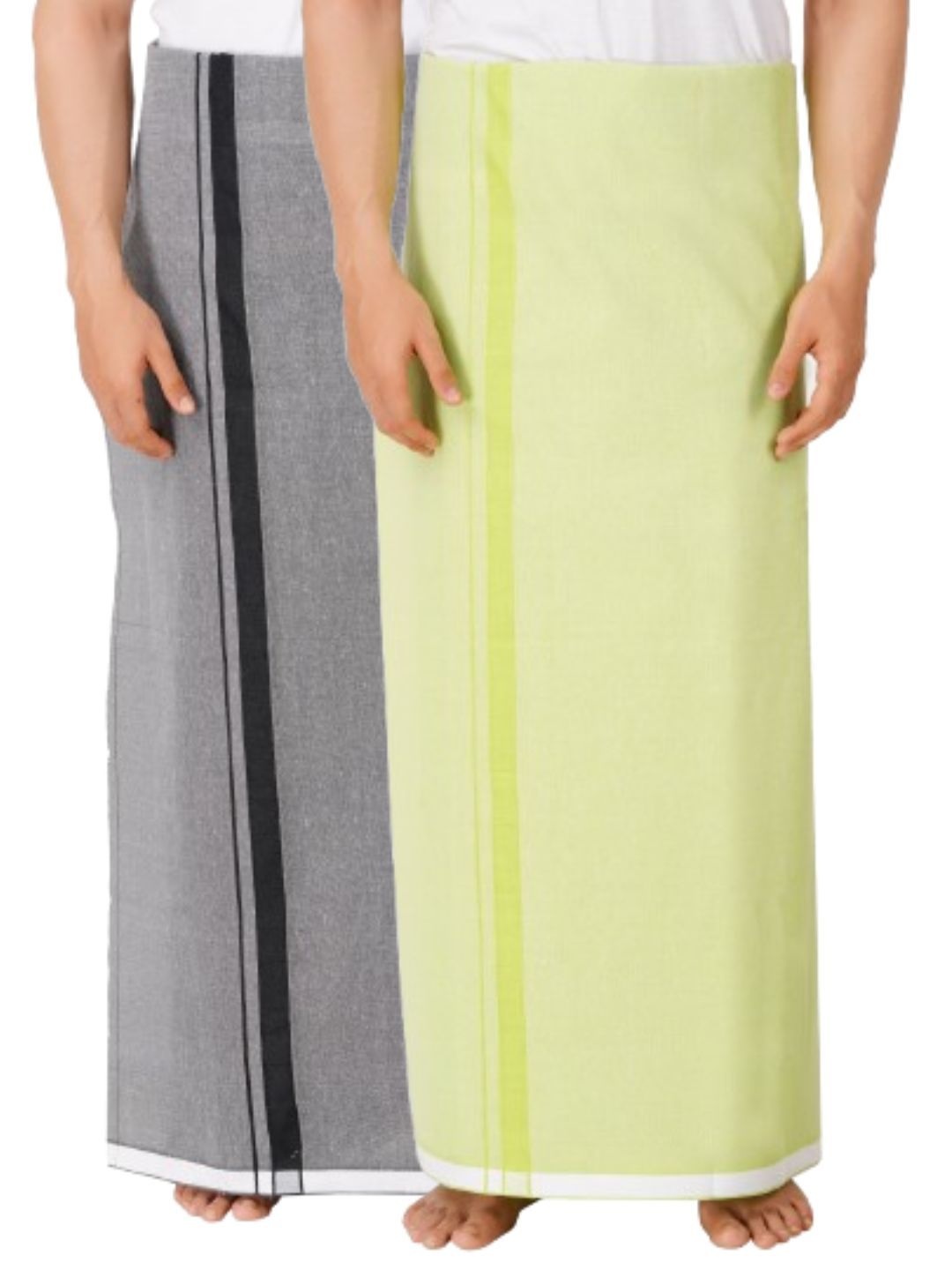 

Ethazh Pack of 2 Men Dhotis, Silver