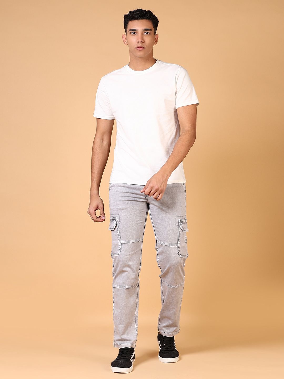 

V-Mart Men Fashion Cotton Slim Fit Mid-Rise Cargo Styles Jeans, Grey