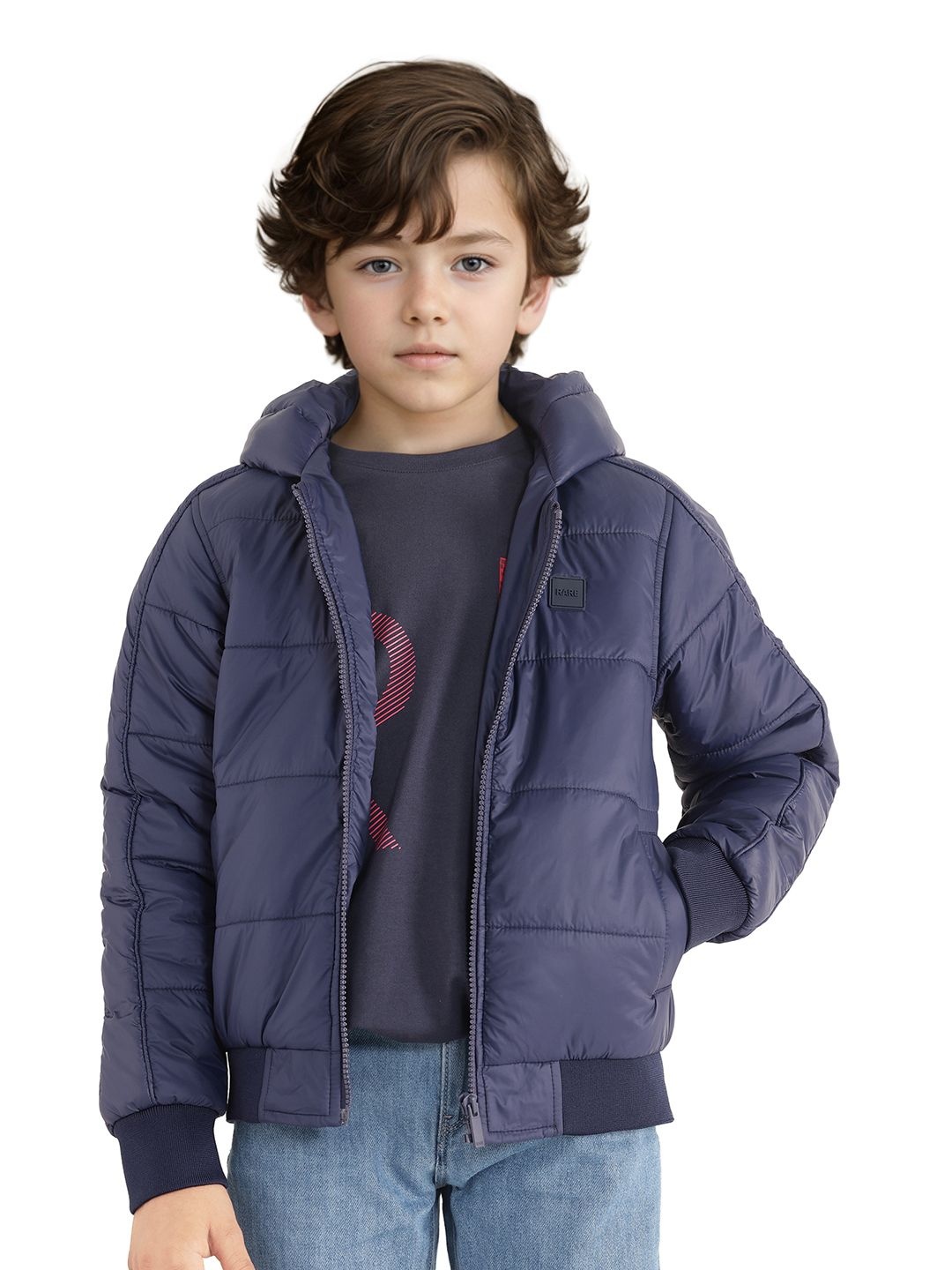 

Rare Ones Boys Nylon Zipper Solid Jacket, Blue