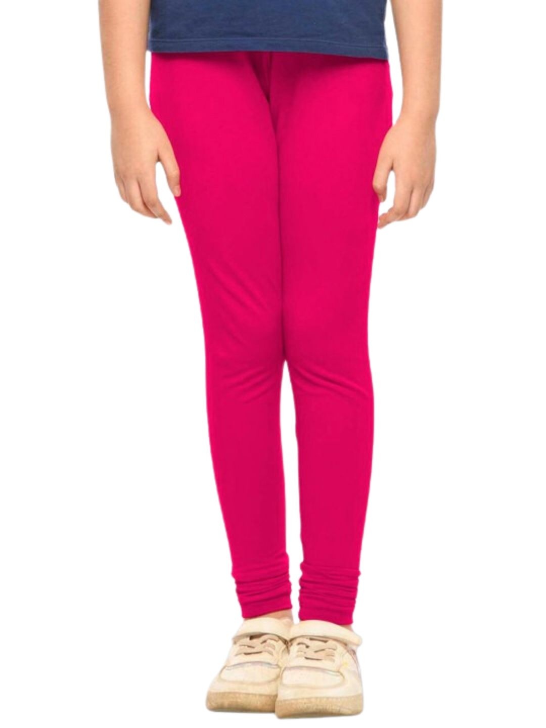 

FRENCH KLEIDER Girls Cotton Mid-Rise Churidar-Length Leggings, Pink