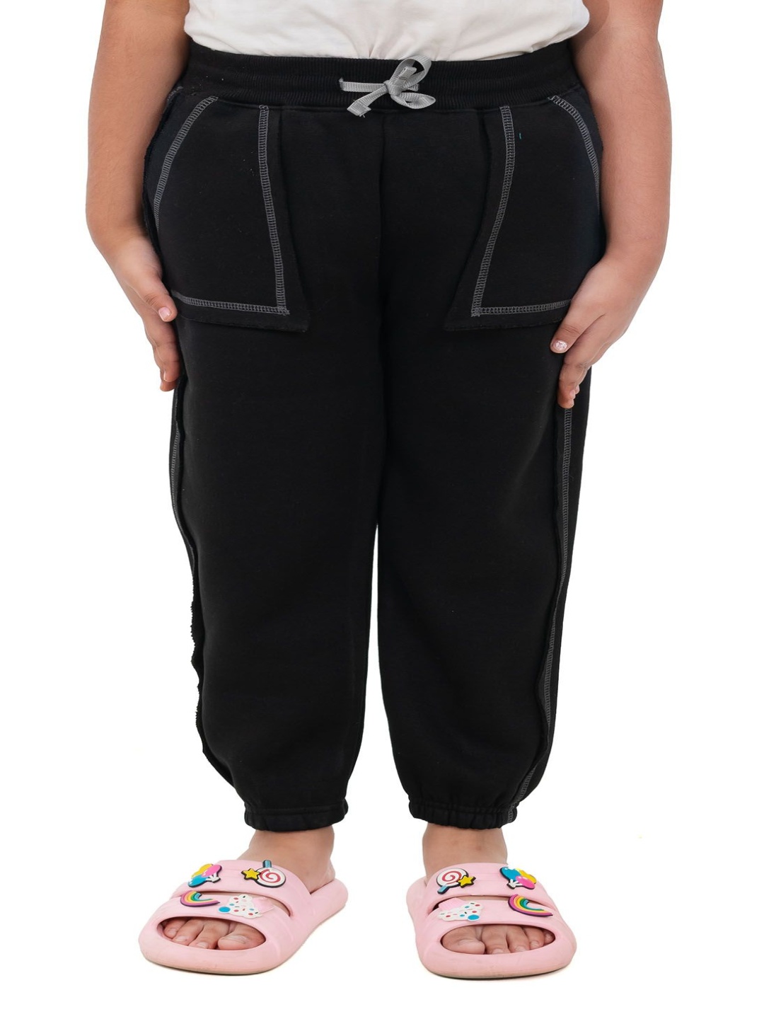 

DDOUDDOU Girls Cotton Straight-Fit Joggers, Black