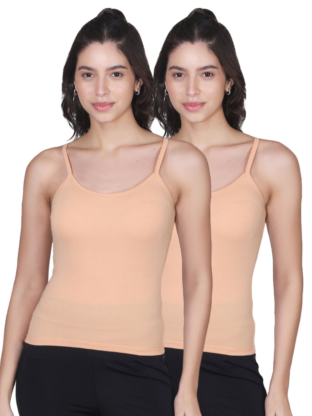 

DChica Pack Of 2 Non Padded Camisoles, Beige