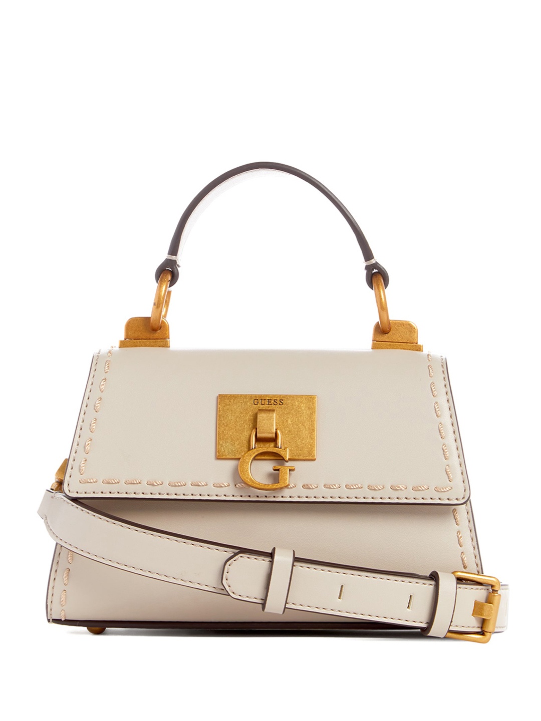 

GUESS PU Structured Satchel Bag, Beige