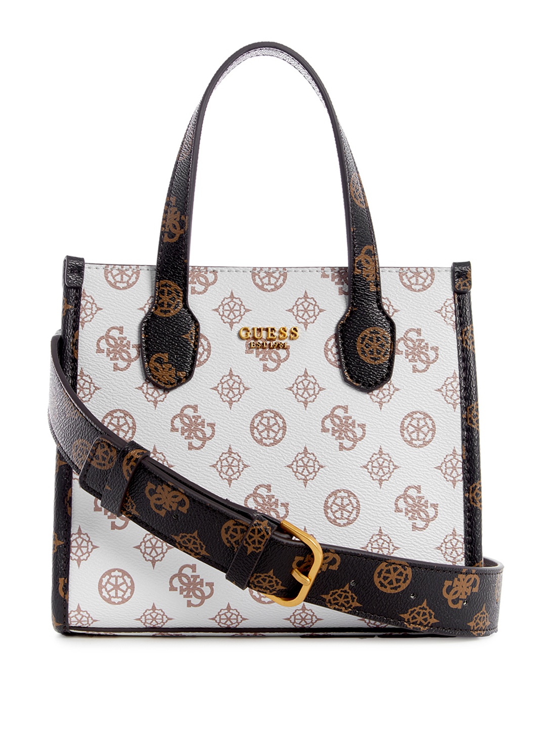 

GUESS Printed PU Structured Handheld Bag, White
