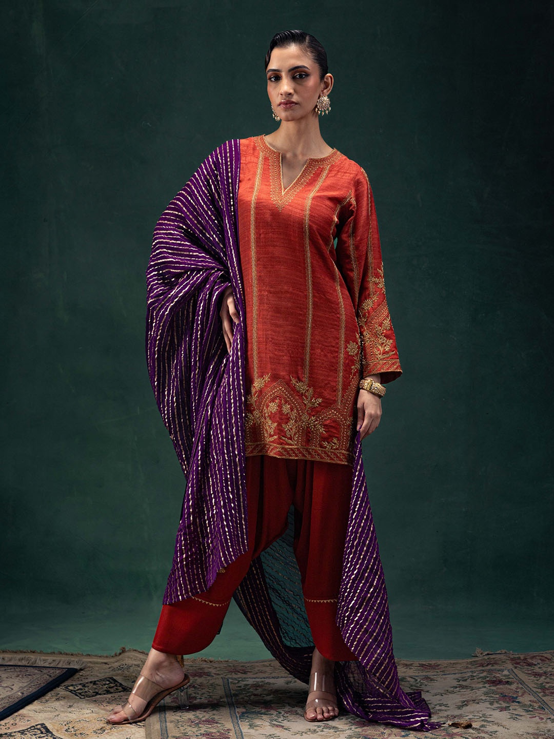 

Label Naariti Ethnic Motifs Printed Straight Kurta, Orange
