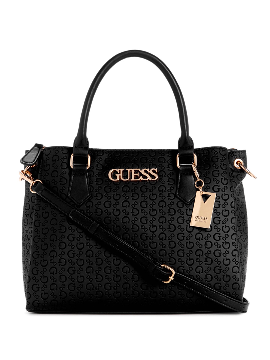 

GUESS Textured Structured Handheld Bag, Black