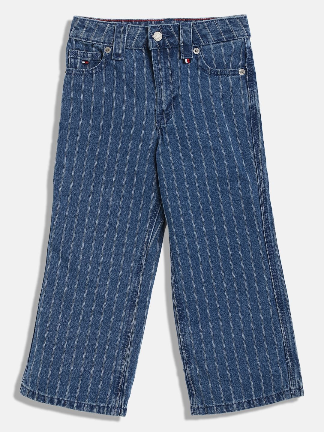

Tommy Hilfiger Girls Cotton Wide Leg Jeans, Blue