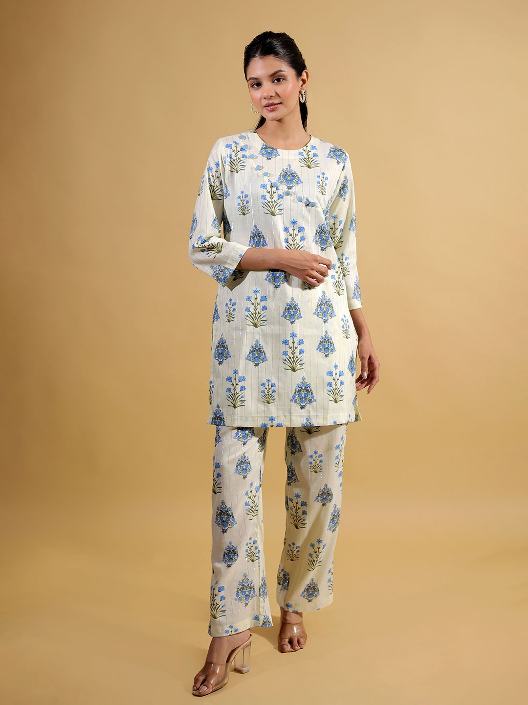 

BEOM Printed Top With Trousers Co-Ords, Off white