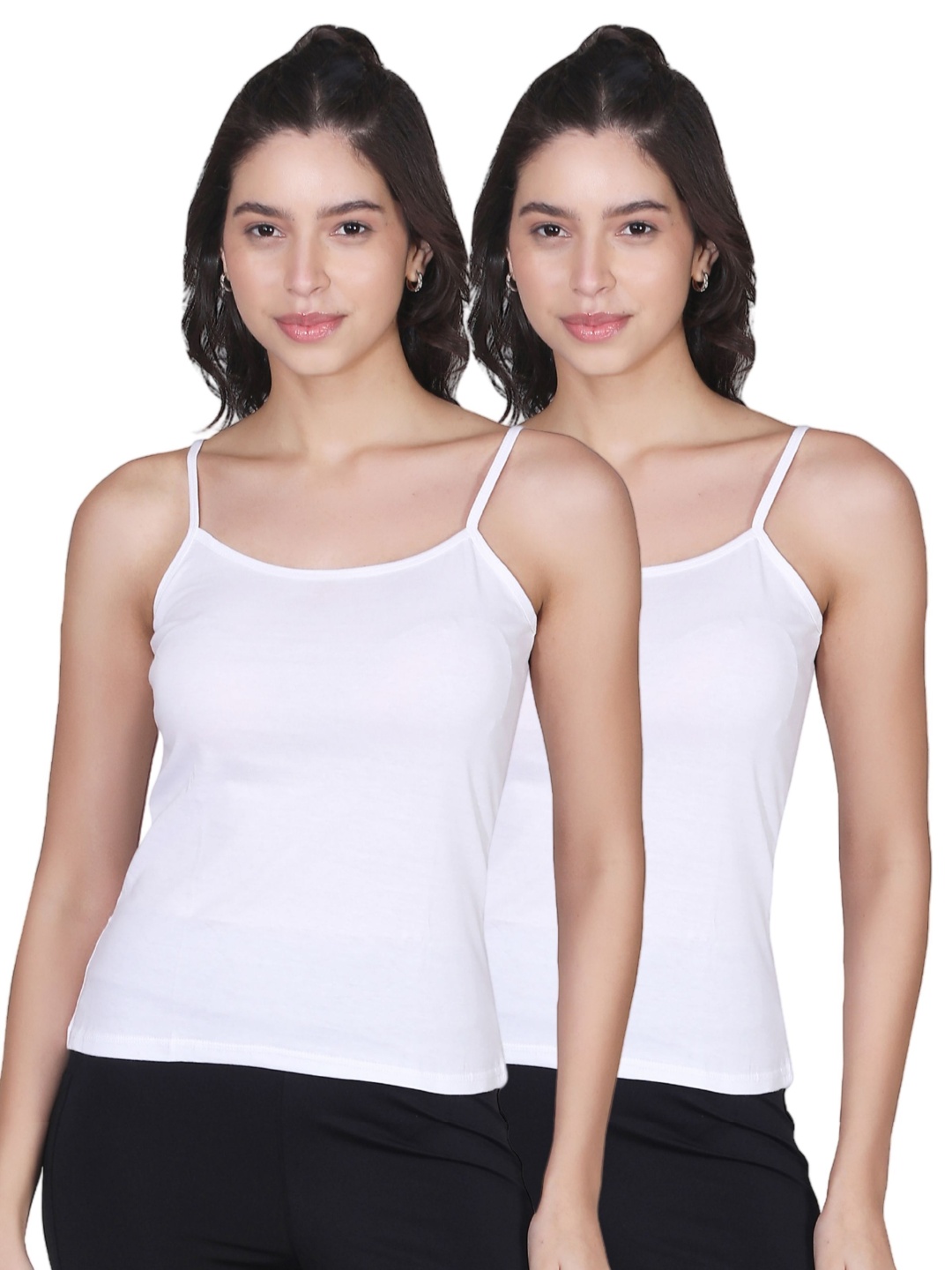

DChica Pack Of 2 Cotton Camisoles, White