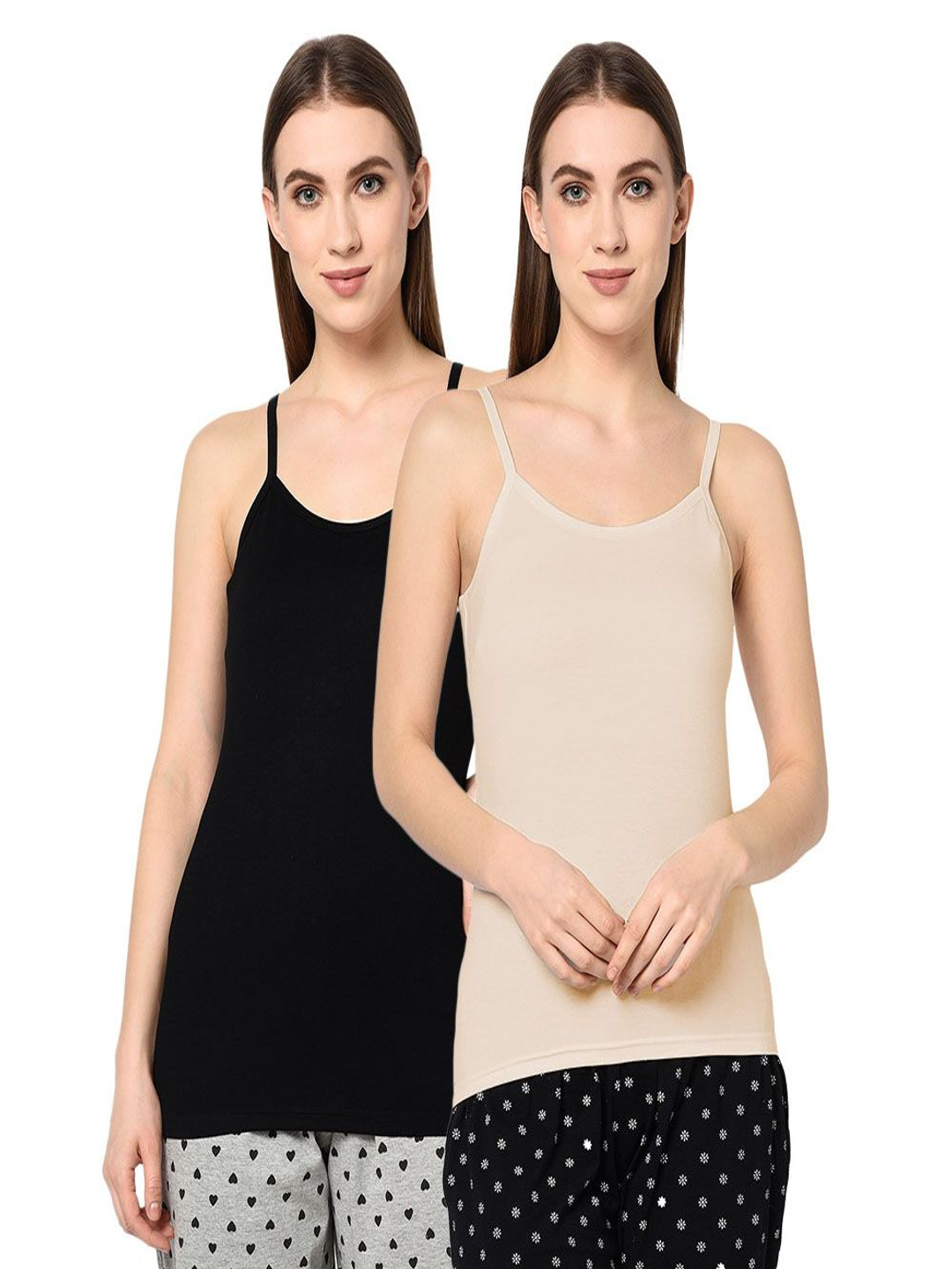 

Espresso Pack Of 2 Cotton Camisoles, Black