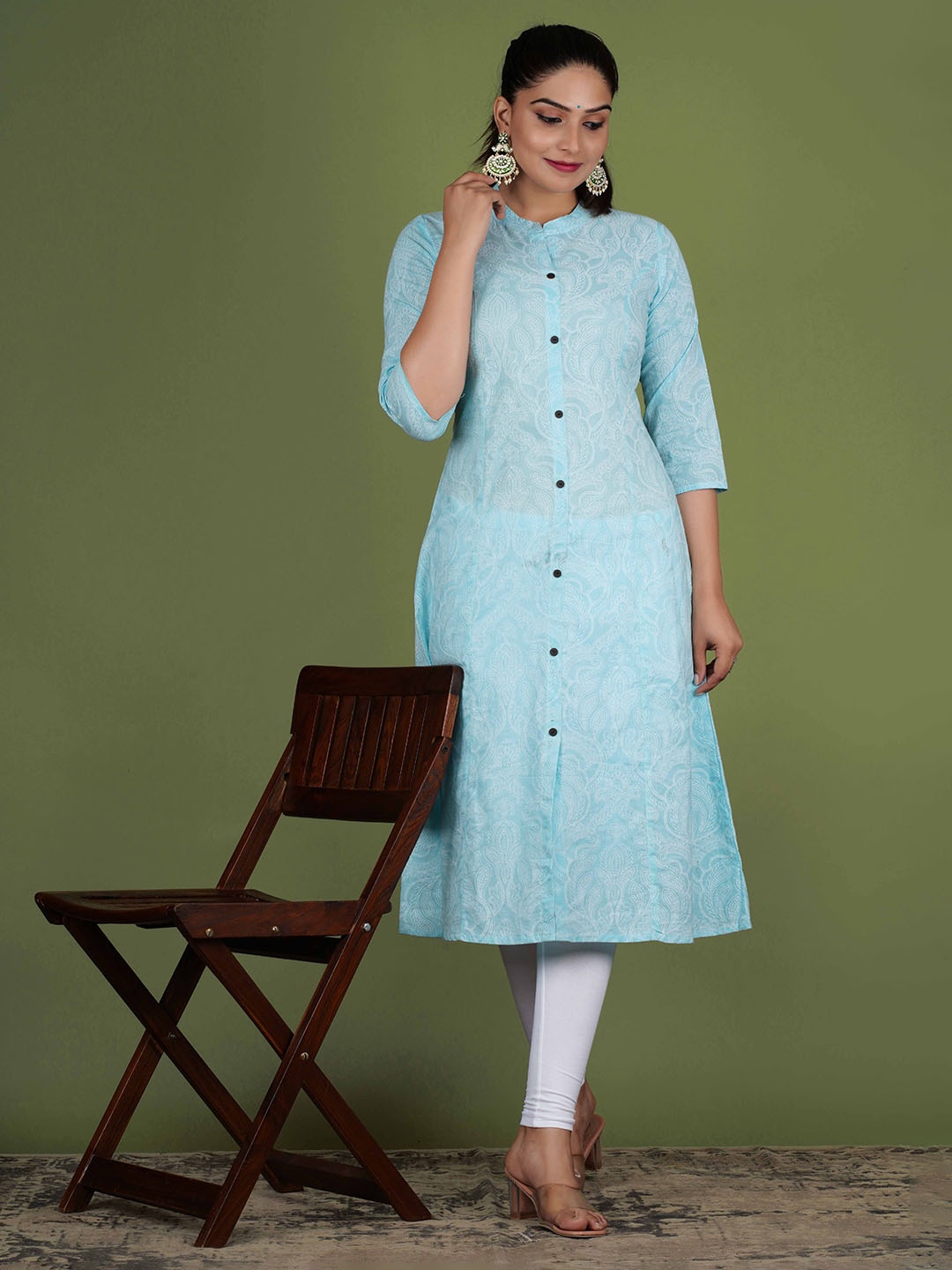 

PARIKSHIT Ethnic Motifs Printed Straight Kurta, Sea green