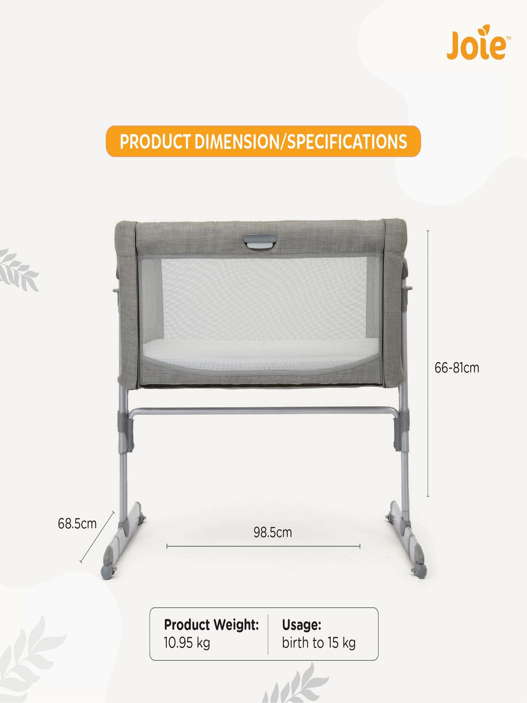 

Joie Playard Roomie Glide Foggy Grey Playards Birth to 9 KG