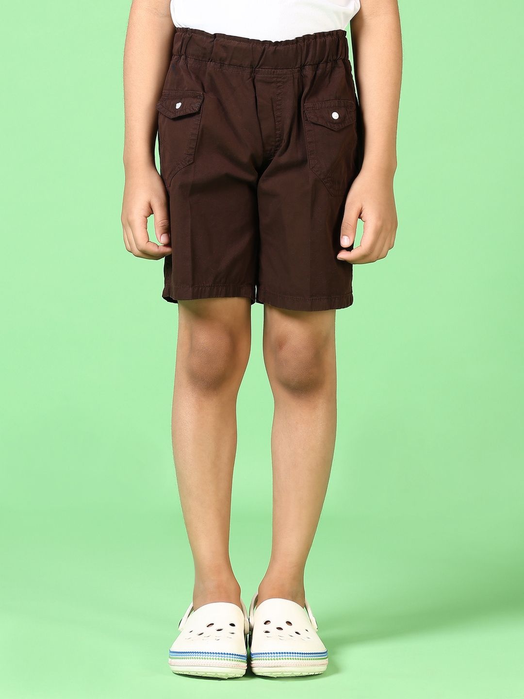 

V-Mart Boys Cotton Mid-Rise Shorts, Brown