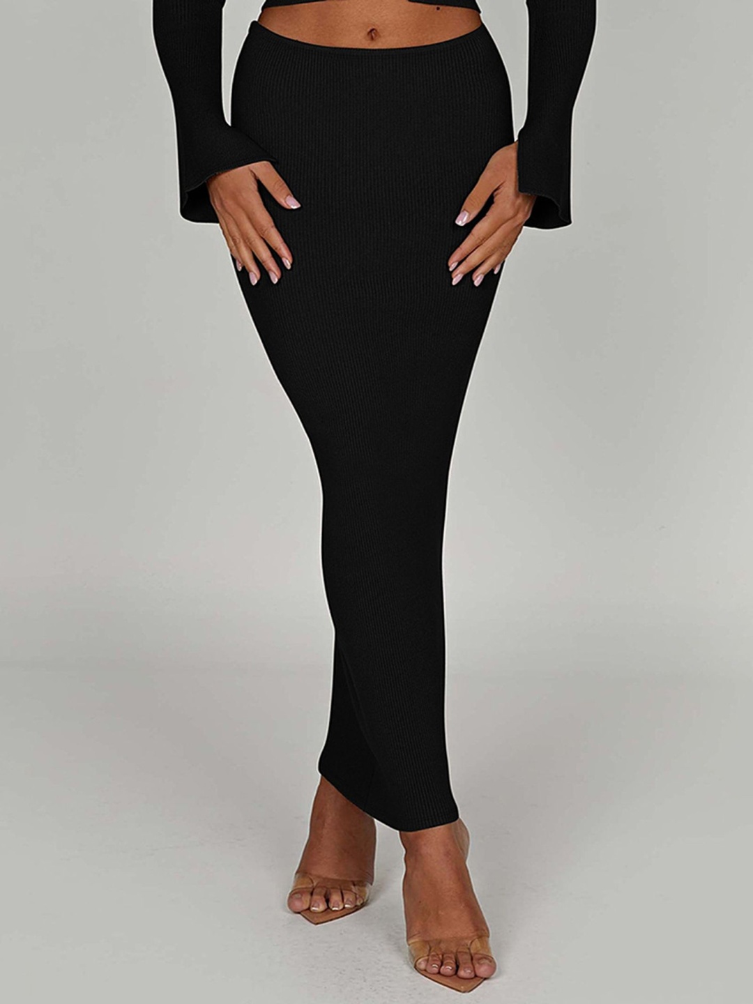 

LULU & SKY Knitted Button Top & Maxi Skirt, Black