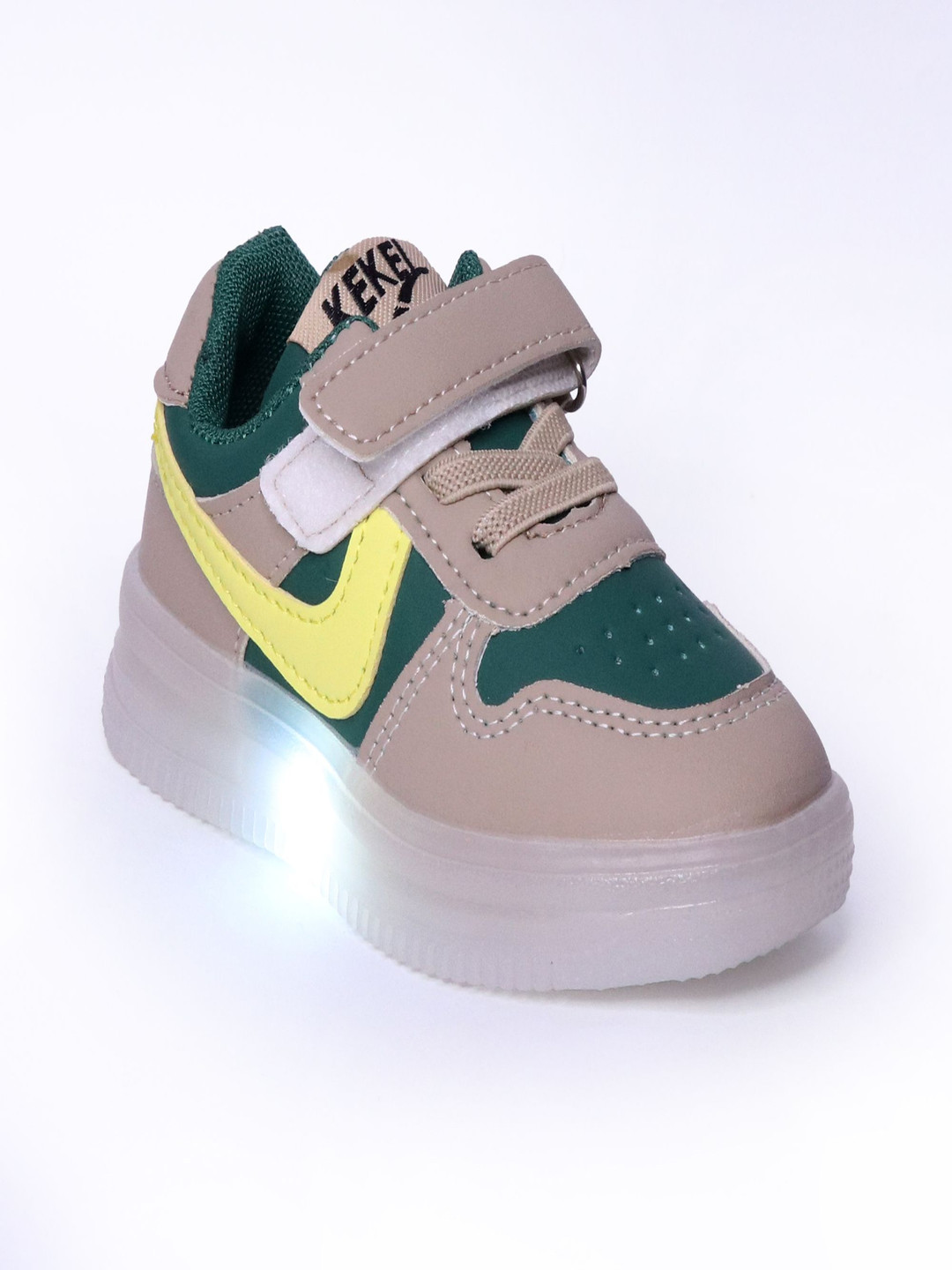 

NEW STEPS Kids Colourblocked PU LED Sneakers, Beige