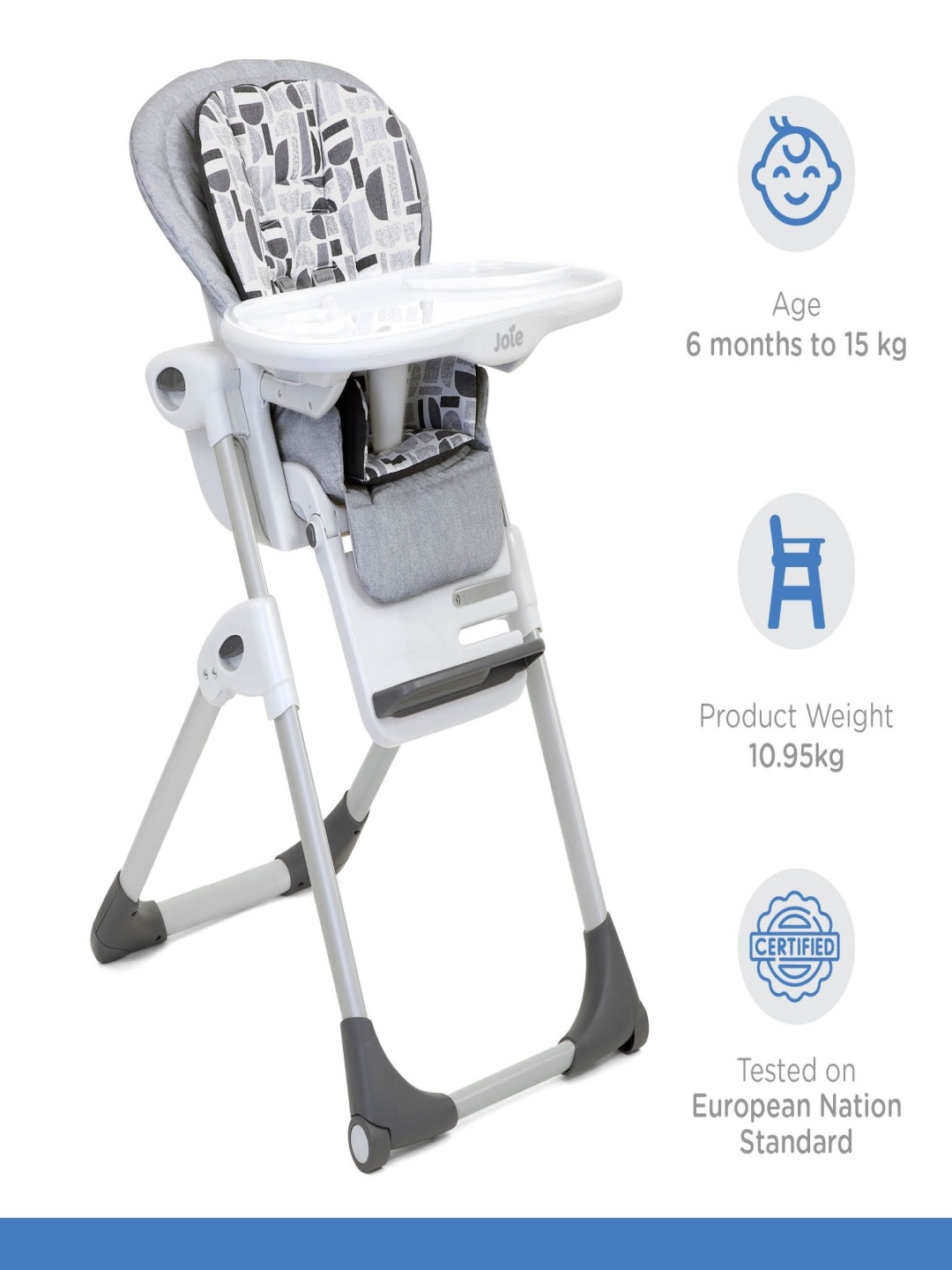 

Joie Kids Printed Baby Feeding Cushion High Chair, Grey