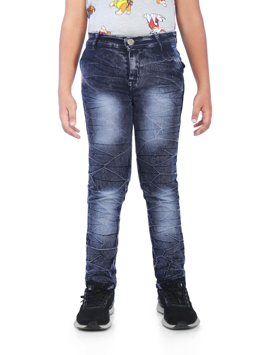 

GUCHU Boys Slim Fit Mid Rise Highly Distressed Heavy Fade Jeans, Black