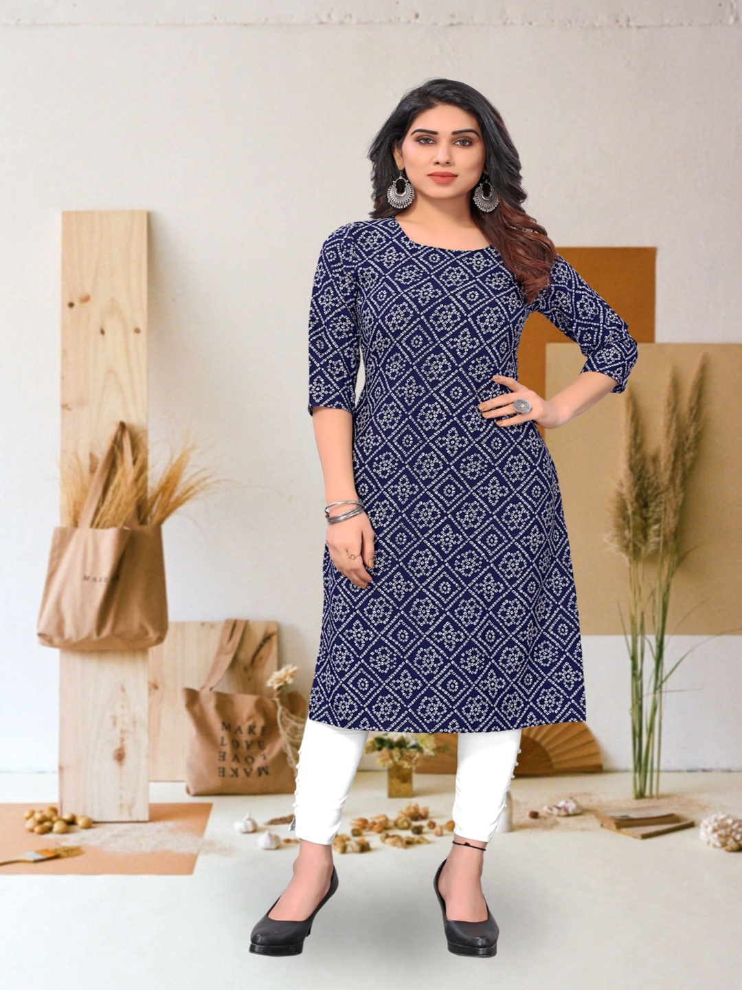 

KETAKI FASHION Ethnic Motifs Printed Straight Kurta, Navy blue