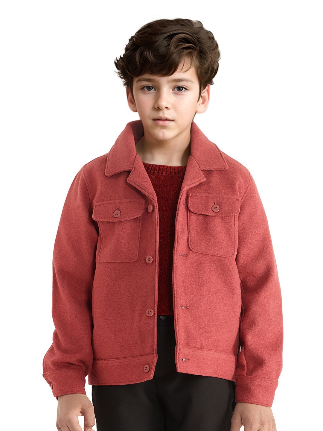 

Rare Ones Boys Lapel Neck Solid Jacket, Rust