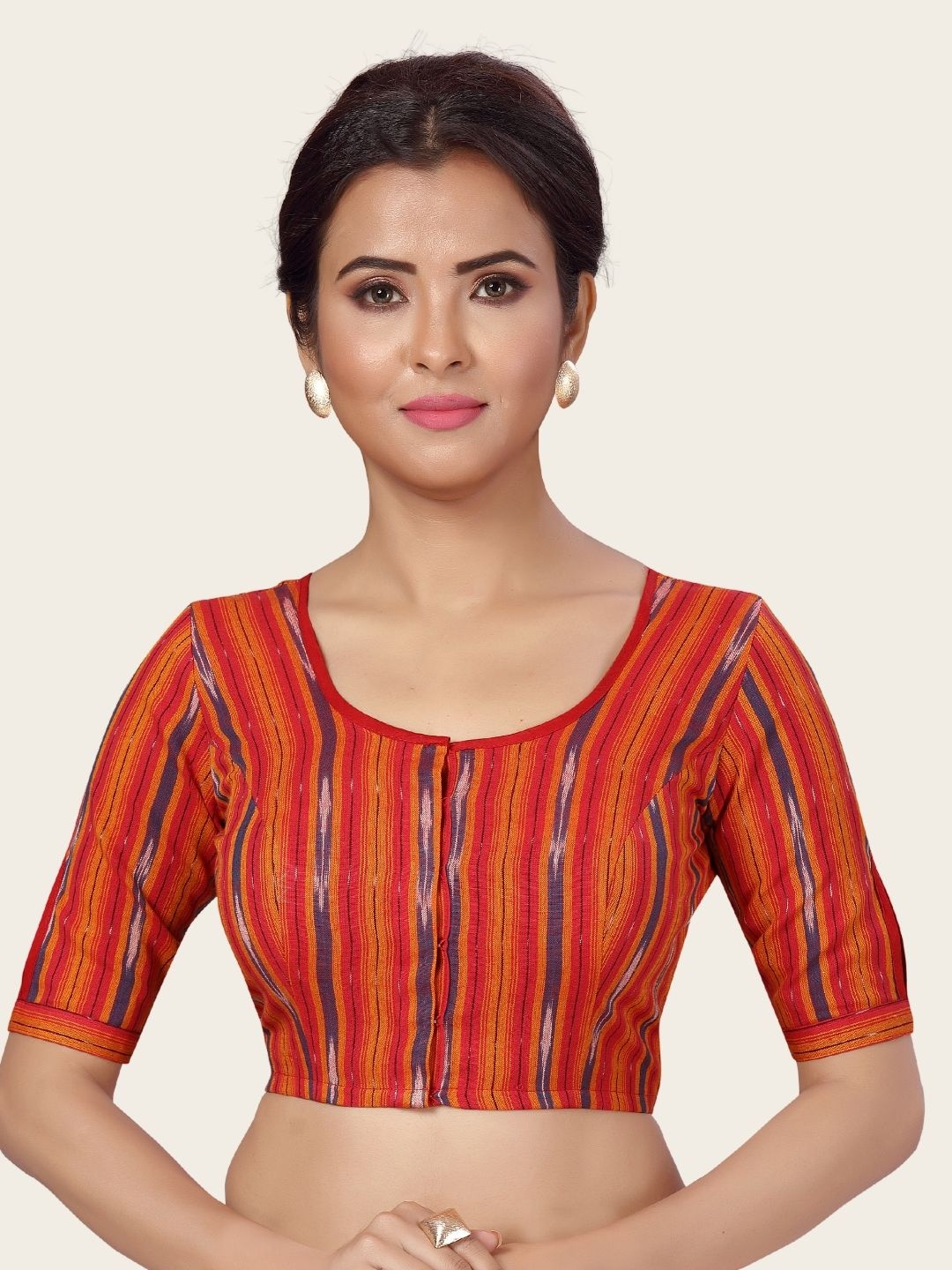 

Studio Shringaar Printed Pure Cotton Saree Blouse, Red