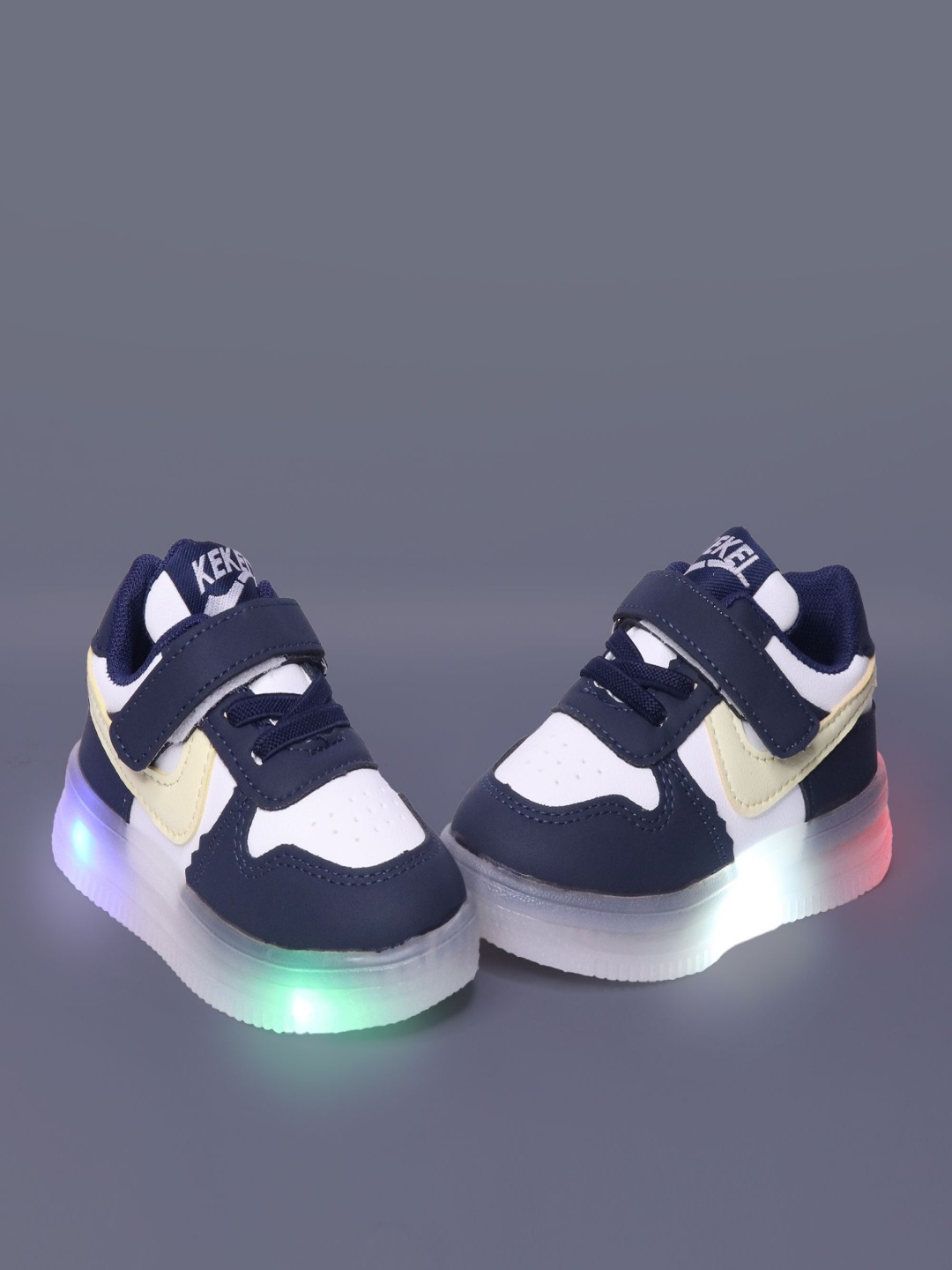 

BAESD Kids Colourblocked PU LED Sneakers, Blue