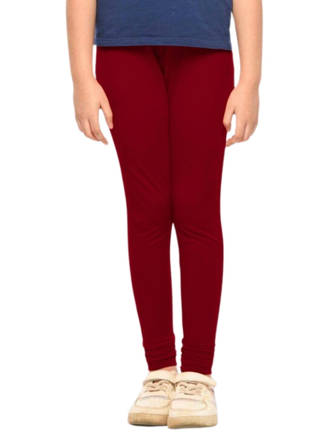 

FRENCH KLEIDER Girls Pack Of 2 Mid-Rise Churidar-Length Leggings, Red