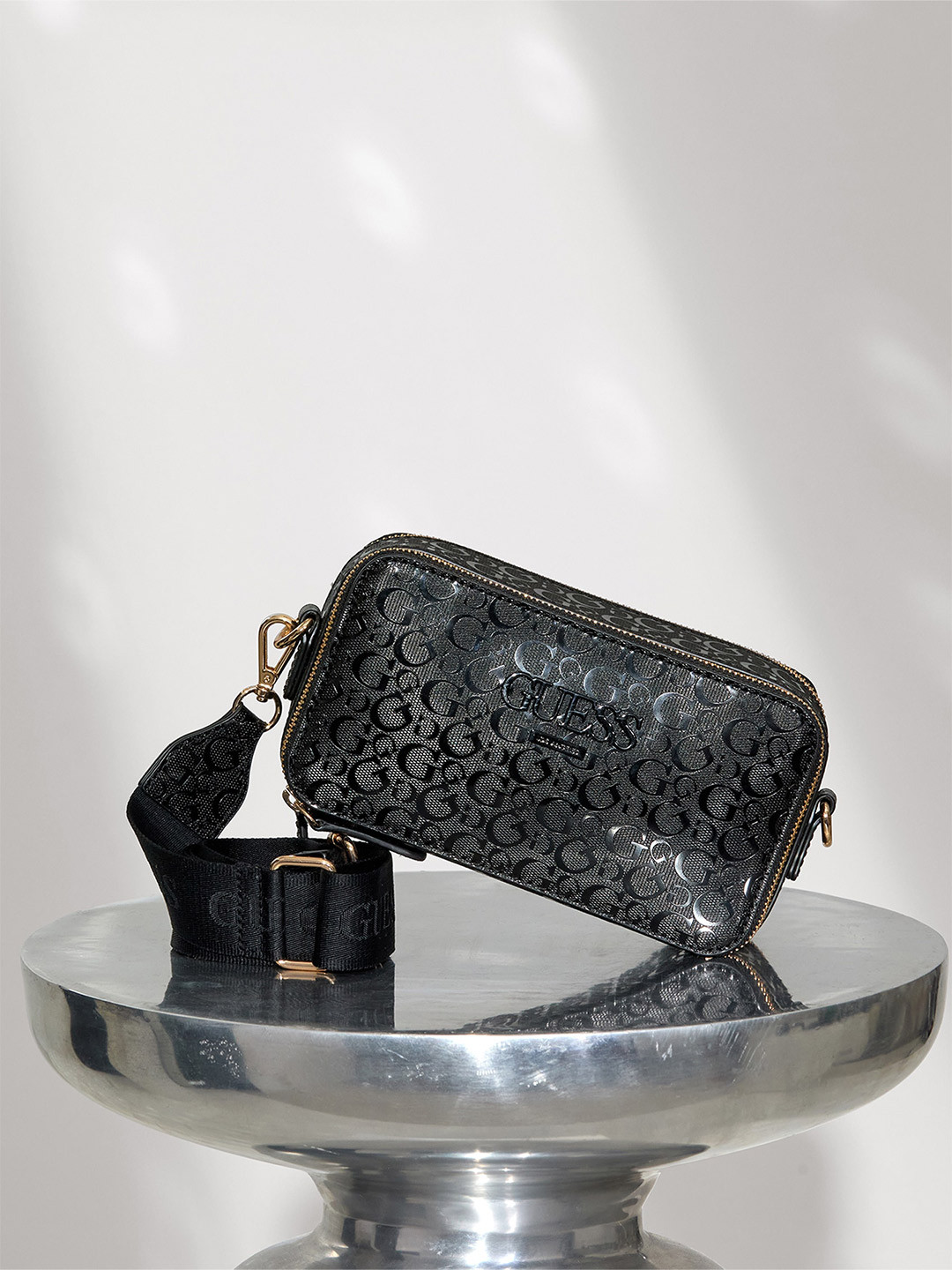 

GUESS Textured PU Crossbody Bag, Black