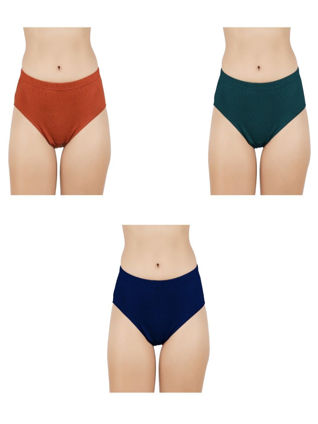 

YELLOWDELIGHT Pack Of 3 Cotton Assorted Hipster Briefs, Rust