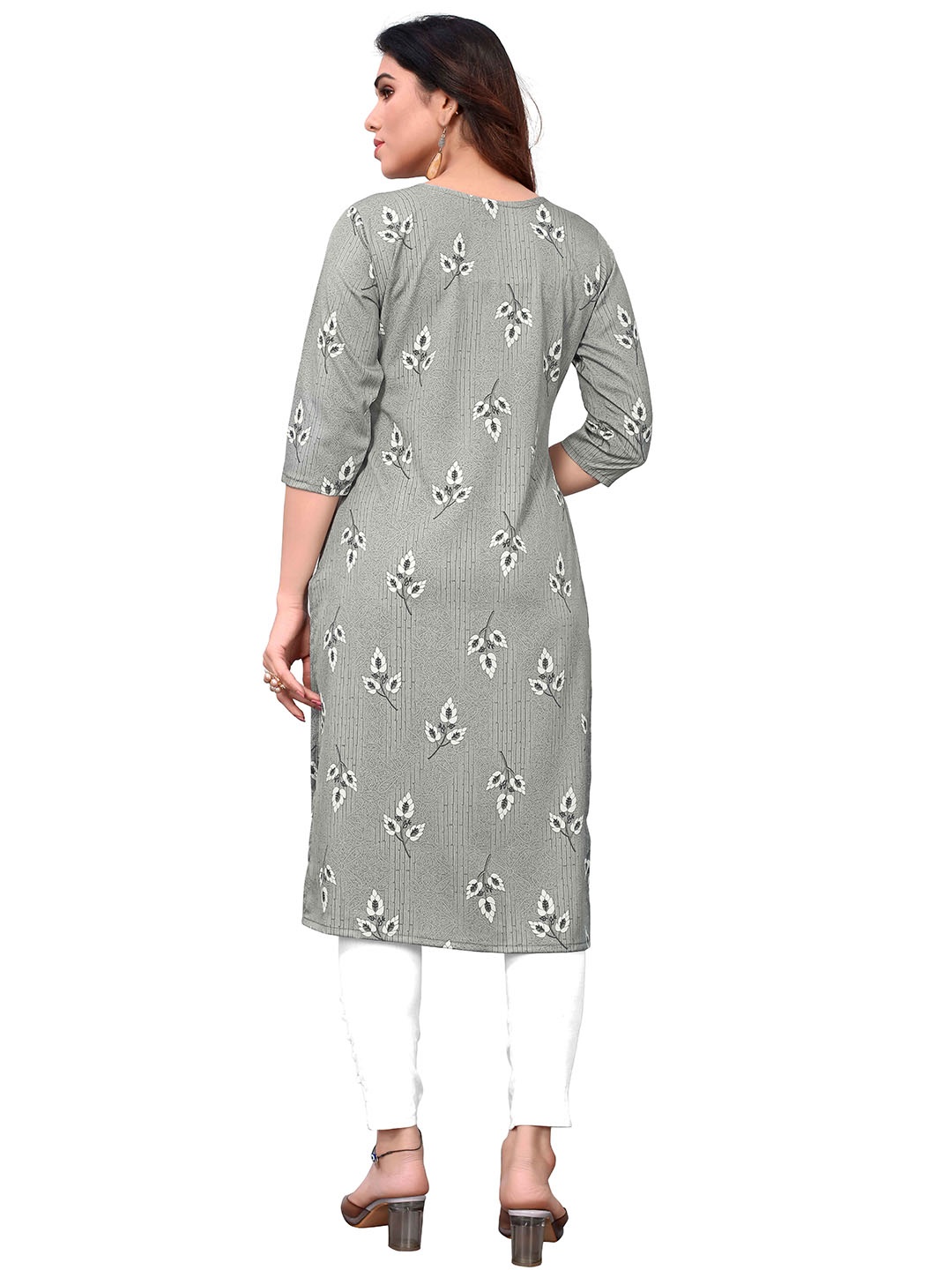 

KETAKI FASHION Ethnic Motifs Printed Straight Kurta, Grey