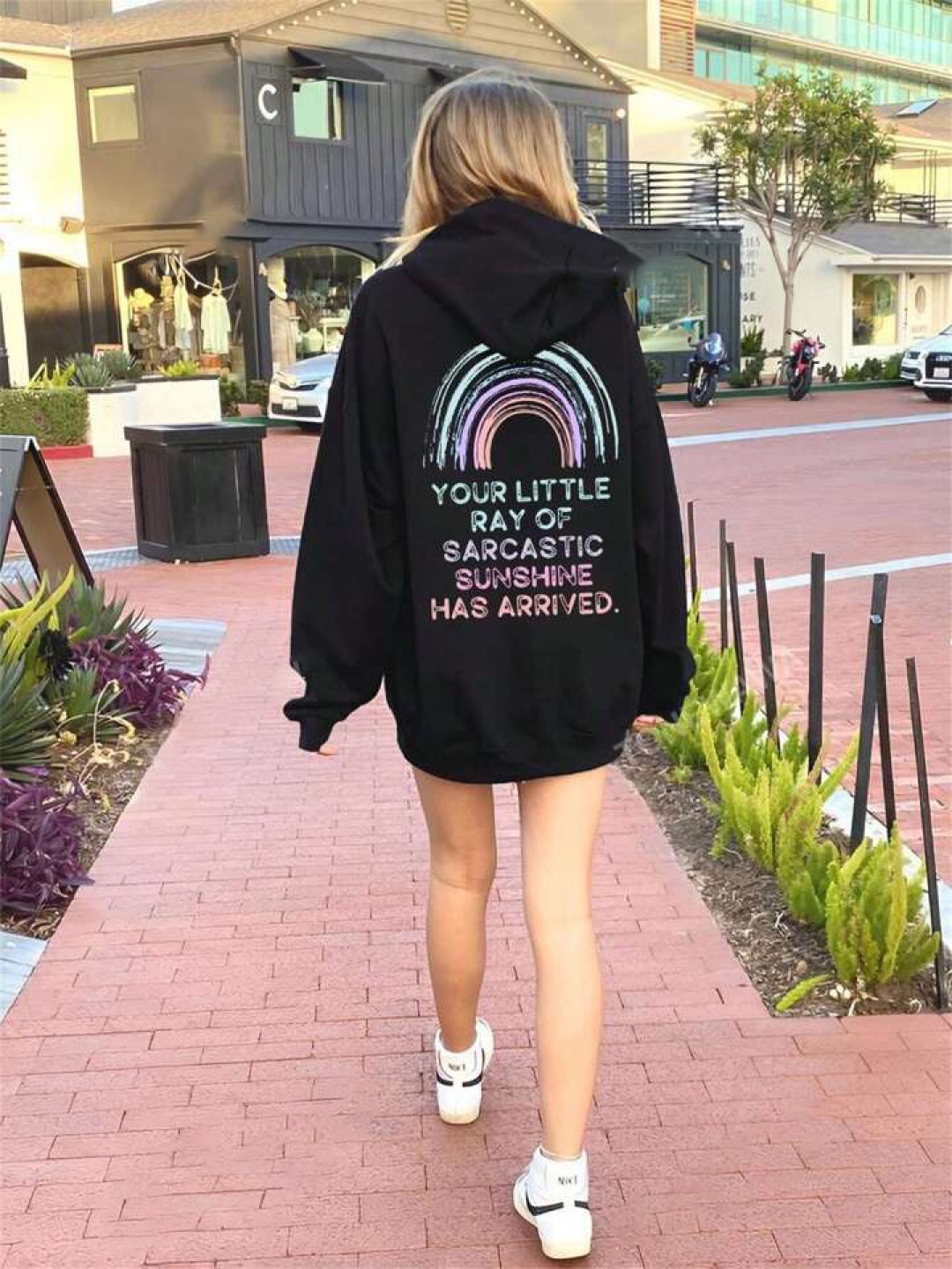 

TABADTOD Women Printed Hooded Sweatshirt, Black