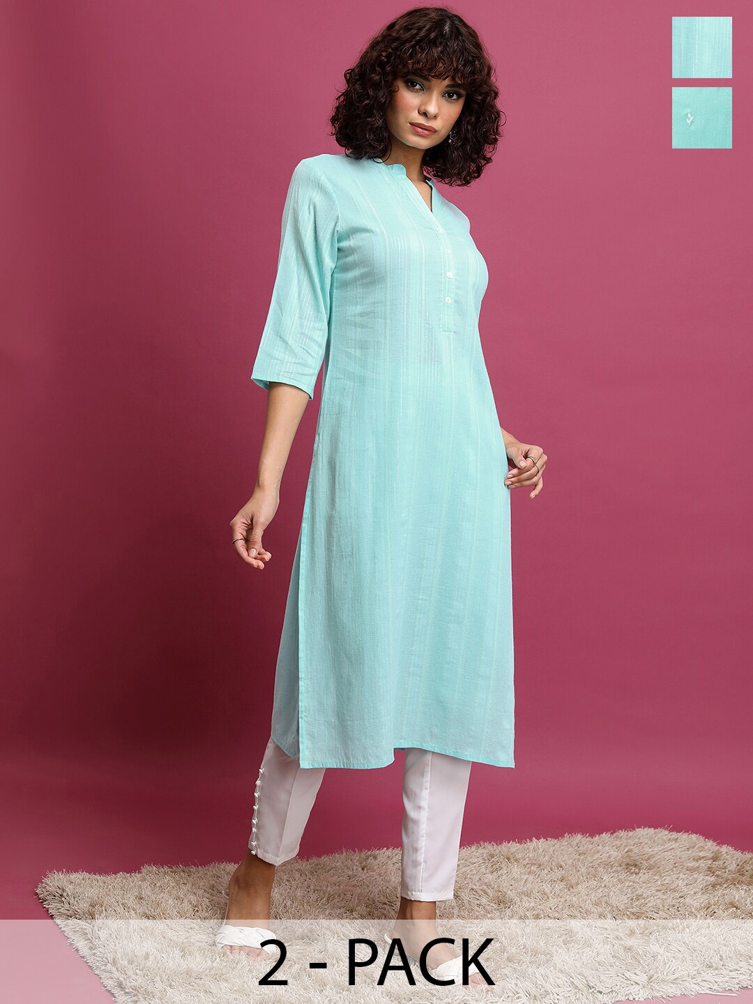 

Vishudh Pack of 2 Women's Kurtas, Teal