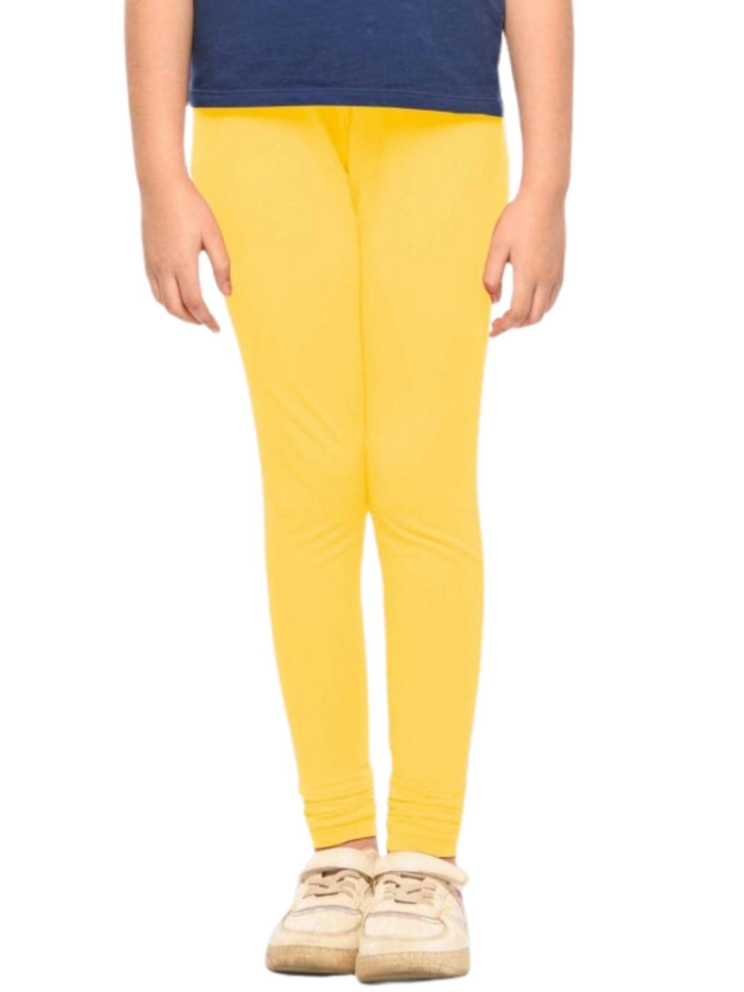 

FRENCH KLEIDER Girls Pack Of 2 Cotton Churidar Length Leggings, Yellow