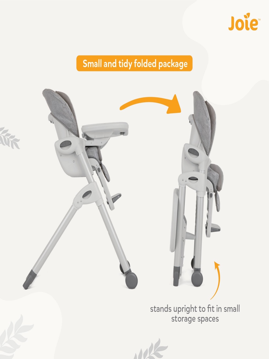 

Joie High Chair Mimzy Recline Elephant Duo Birth+ to 15 Kgs, Grey melange