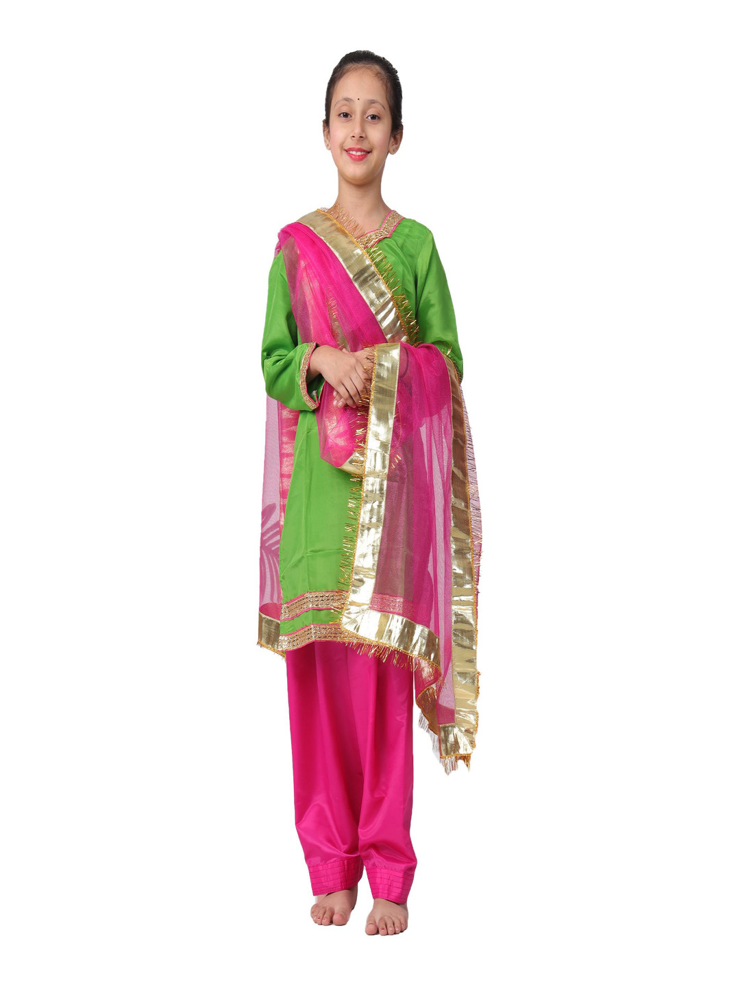 

itsmycostume Girls Straight Kurti with Salwar & Dupatta, Green