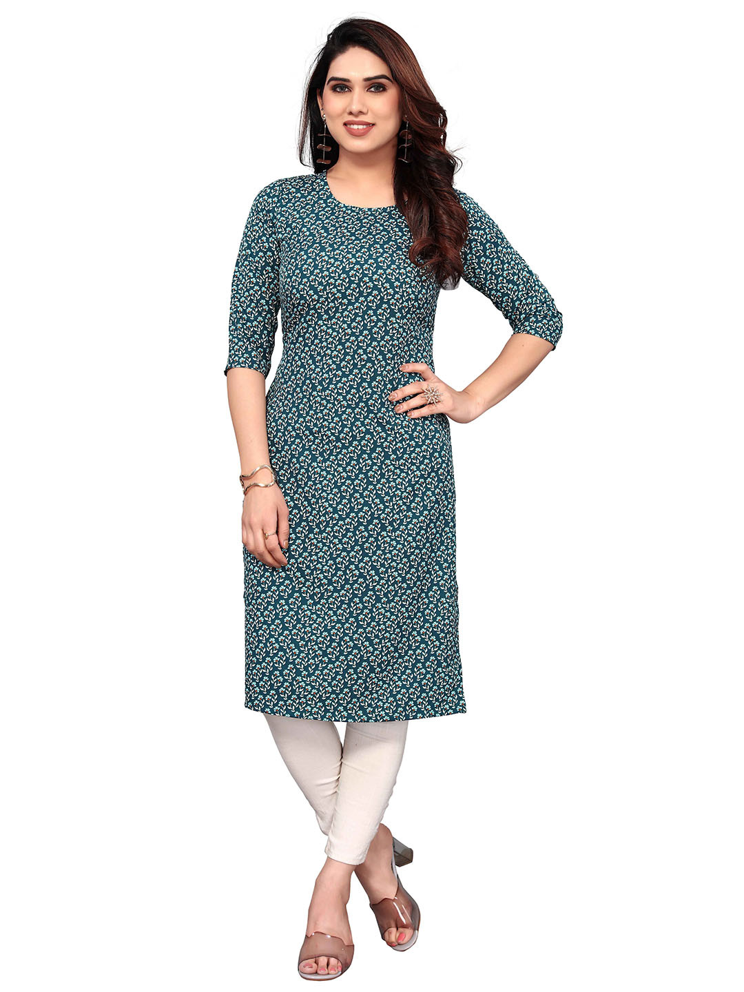 

KETAKI FASHION Floral Printed Straight Kurta, Green