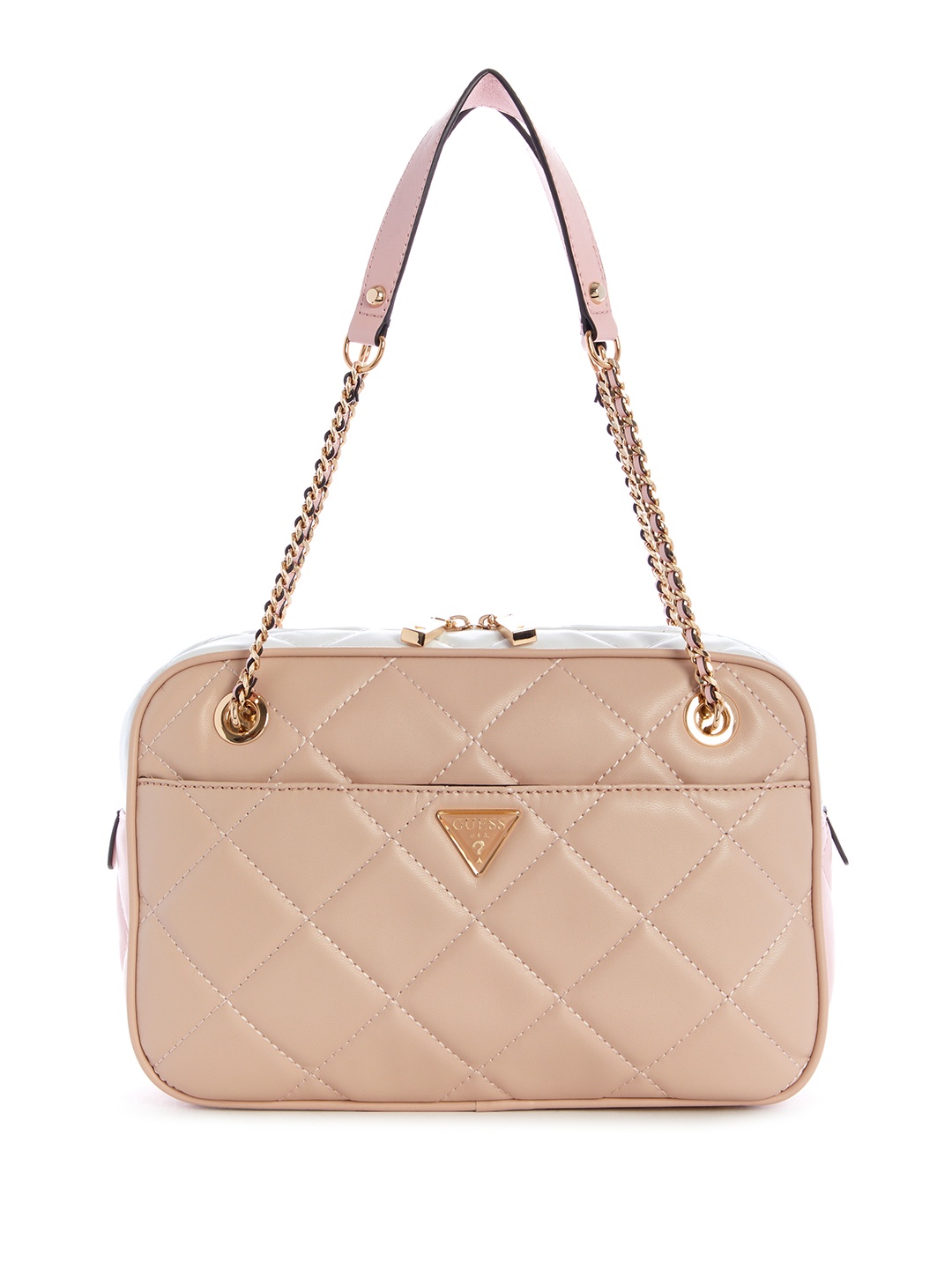 

GUESS Quilted Structured Shoulder Bag, Beige