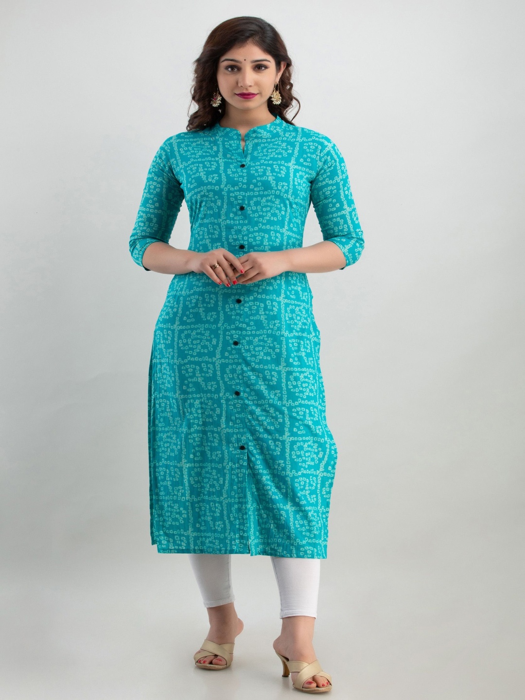 

PARIKSHIT Bandhani Printed Straight Kurta, Sea green