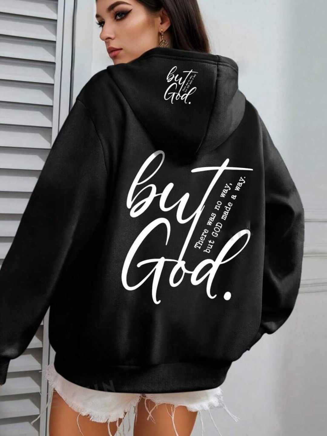 

TABADTOD Women Printed Hooded Sweatshirt, Black
