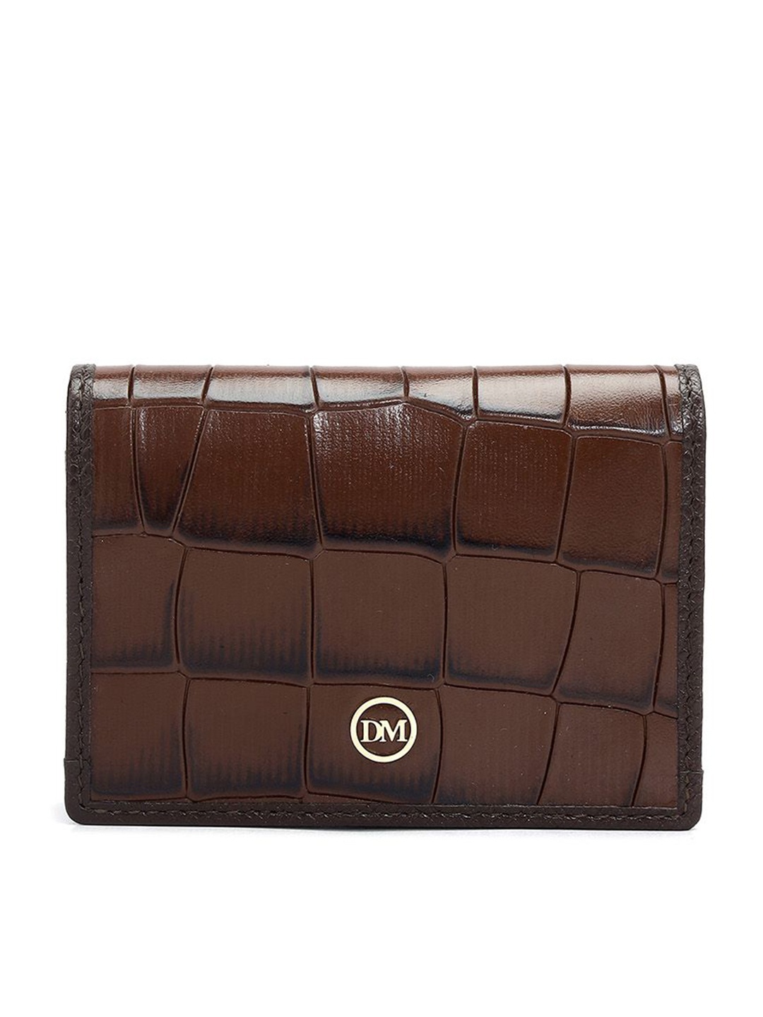 

Da Milano Unisex Geometric Textured Leather Card Holder, Brown